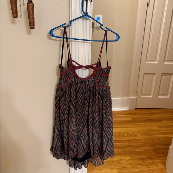 Sold- Free People Periscopes In Sky Babydoll Dress Women L Keyhole Strappy Aztec - Picture 4 of 4